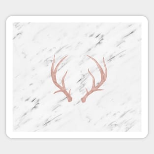 Rose gold antlers - soft white marble Sticker